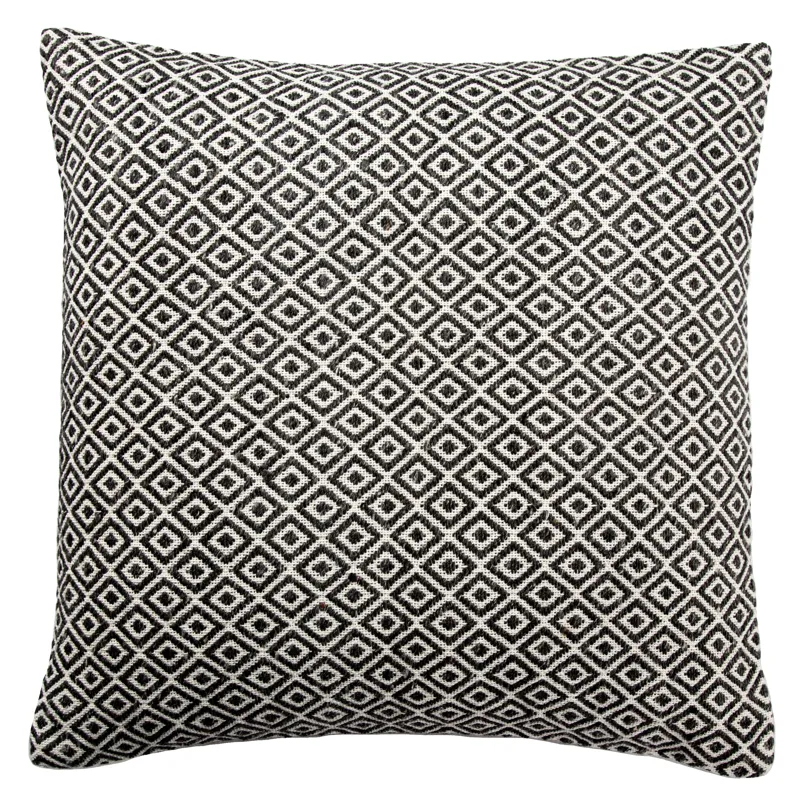 Peykan Estes White/ Dark Gray Geometric Down Throw Pillow 22 inch