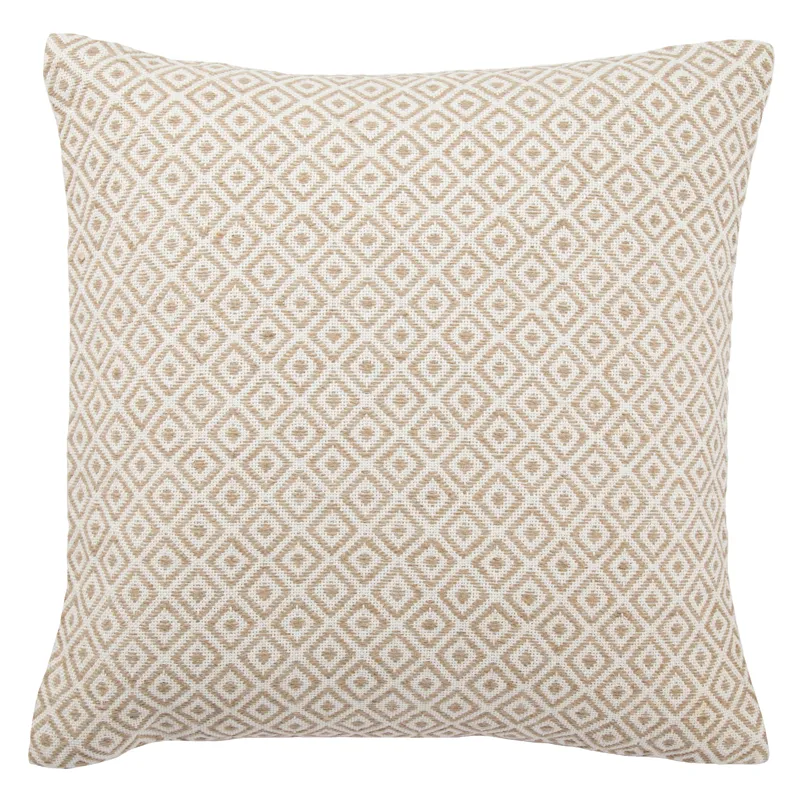 Peykan Estes White/ Beige Geometric Poly Throw Pillow 22 inch