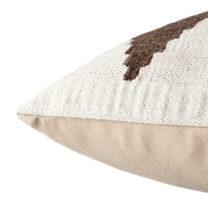 Peykan Terzan Brown/ Gray Geometric Down Throw Pillow 20 inch
