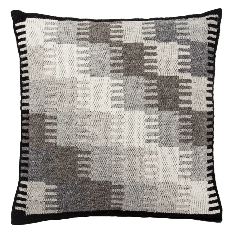 Peykan Terzan Gray/ Black Geometric Poly Throw Pillow 20 inch