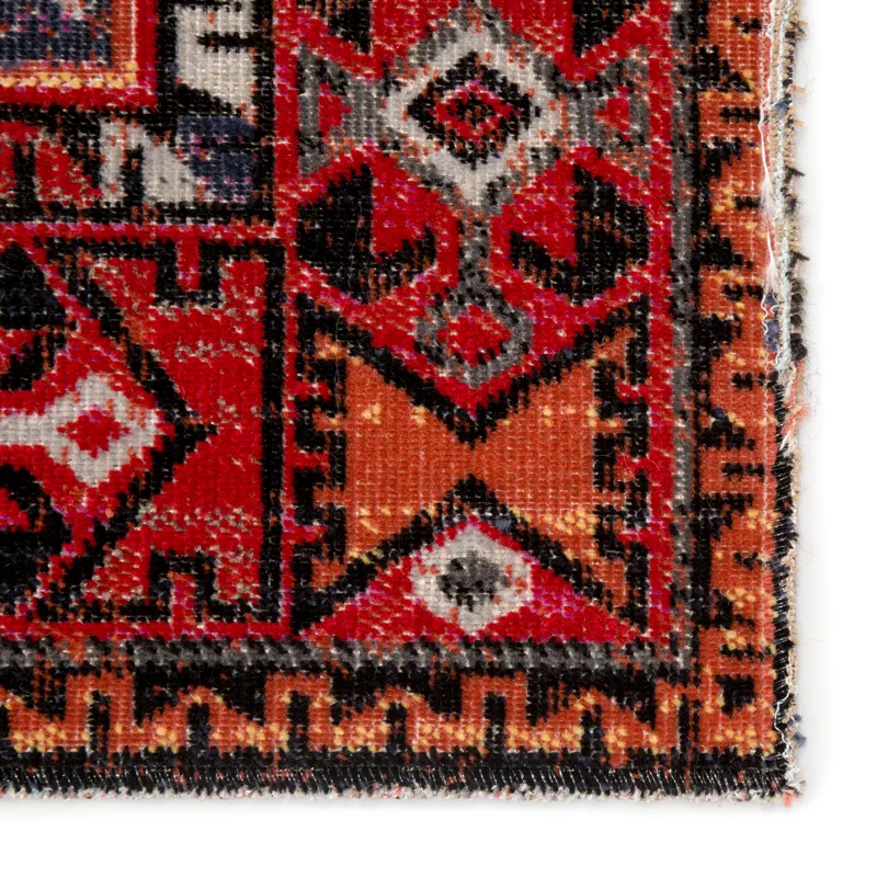 Polaris Paloma Indoor/ Outdoor Tribal Red/ Black Runner Rug (2'6"X8')