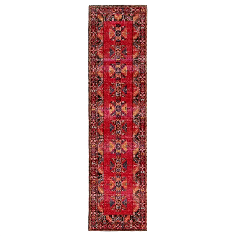 Polaris Paloma Indoor/ Outdoor Tribal Red/ Black Runner Rug (2'6"X8')