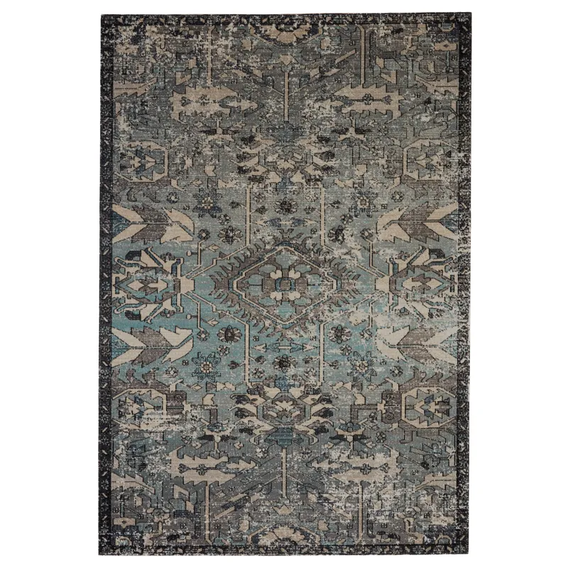 Polaris Ansilar Indoor/ Outdoor Medallion Blue/ Gray Area Rug (2'X3')