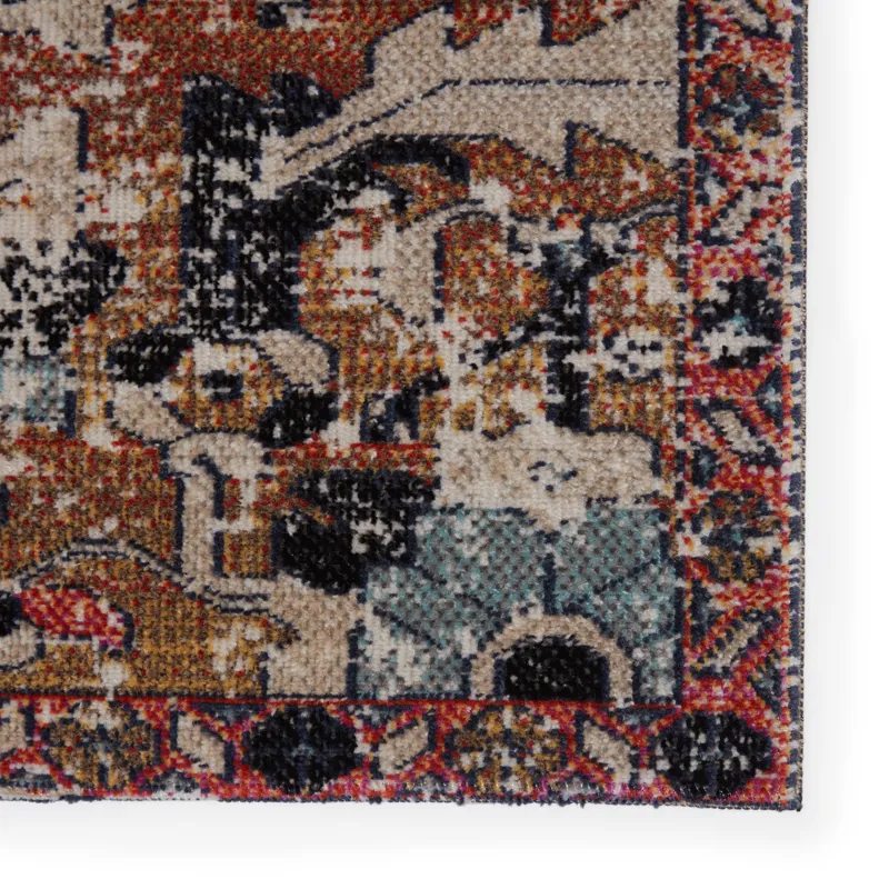 Polaris Ansilar Indoor/ Outdoor Medallion Orange/ Blue Area Rug (2'X3')