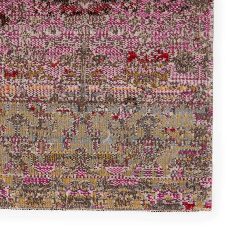 Polaris Bodega Indoor/ Outdoor Trellis Multicolor/ Pink Runner Rug (2'8"X10')