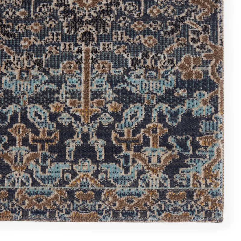 Polaris Bodega Indoor/ Outdoor Trellis Dark Blue/ Gold Area Rug (2'X3')