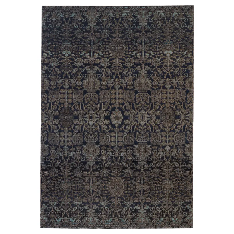 Polaris Bodega Indoor/ Outdoor Trellis Dark Blue/ Taupe Area Rug (4'X6')