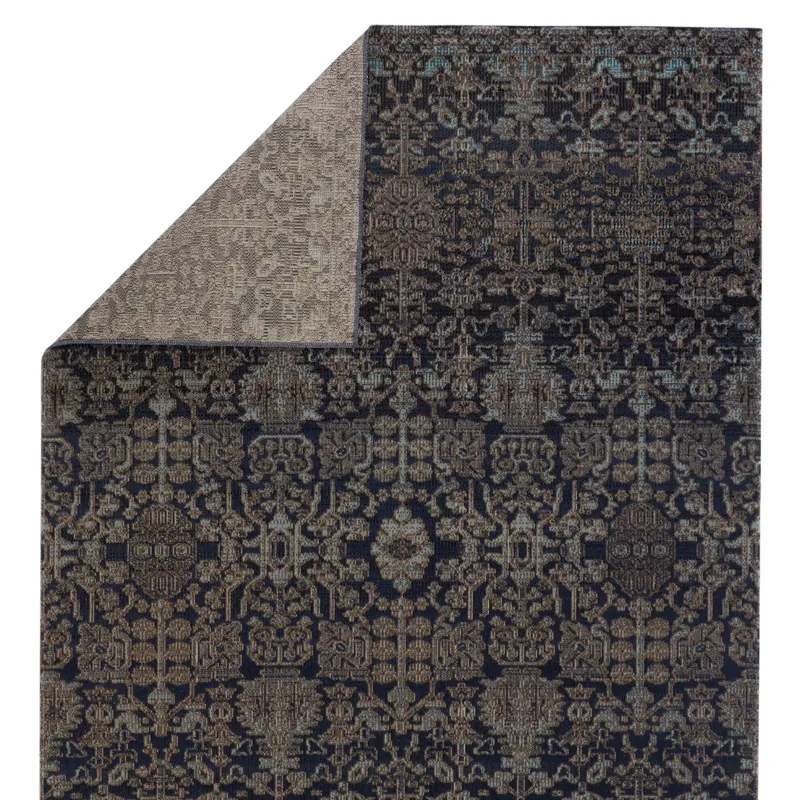 Polaris Bodega Indoor/ Outdoor Trellis Dark Blue/ Taupe Area Rug (4'X6')