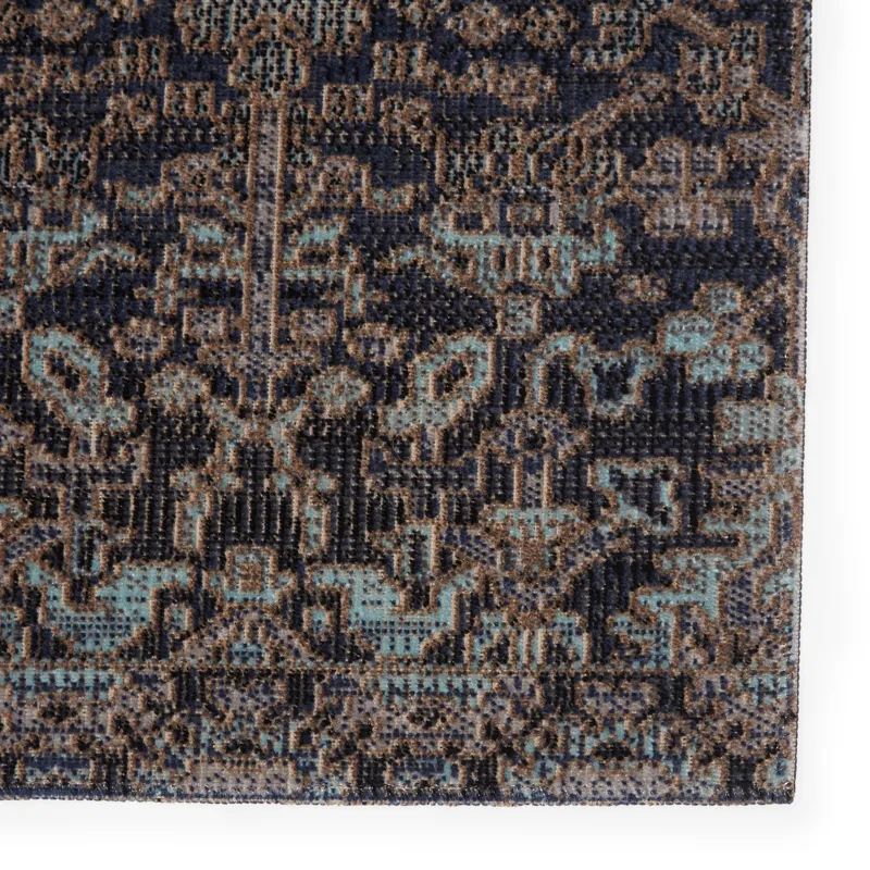 Polaris Bodega Indoor/ Outdoor Trellis Dark Blue/ Taupe Area Rug (4'X6')