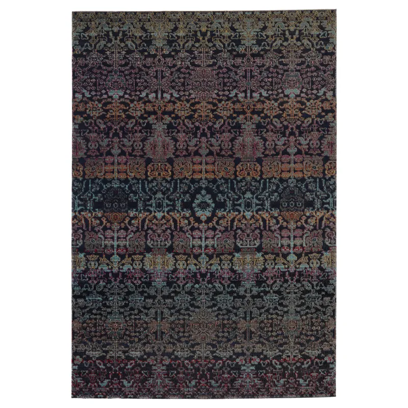 Polaris Bodega Indoor/ Outdoor Trellis Dark Blue/ Multicolor Runner Rug (2'6"X8')