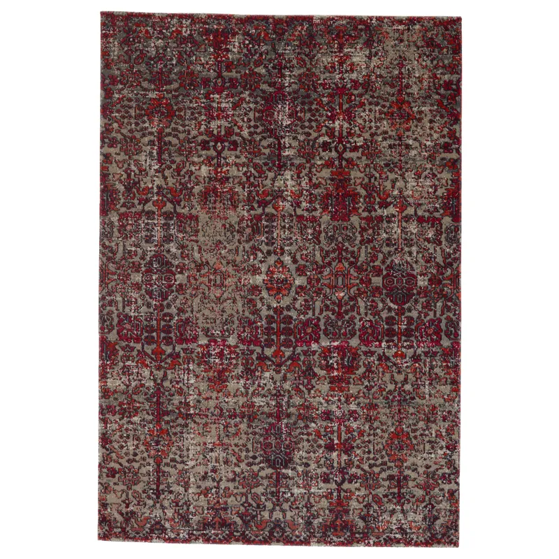 Polaris Bodega Indoor/ Outdoor Trellis Red/ Gray Runner Rug (2'6"X8')