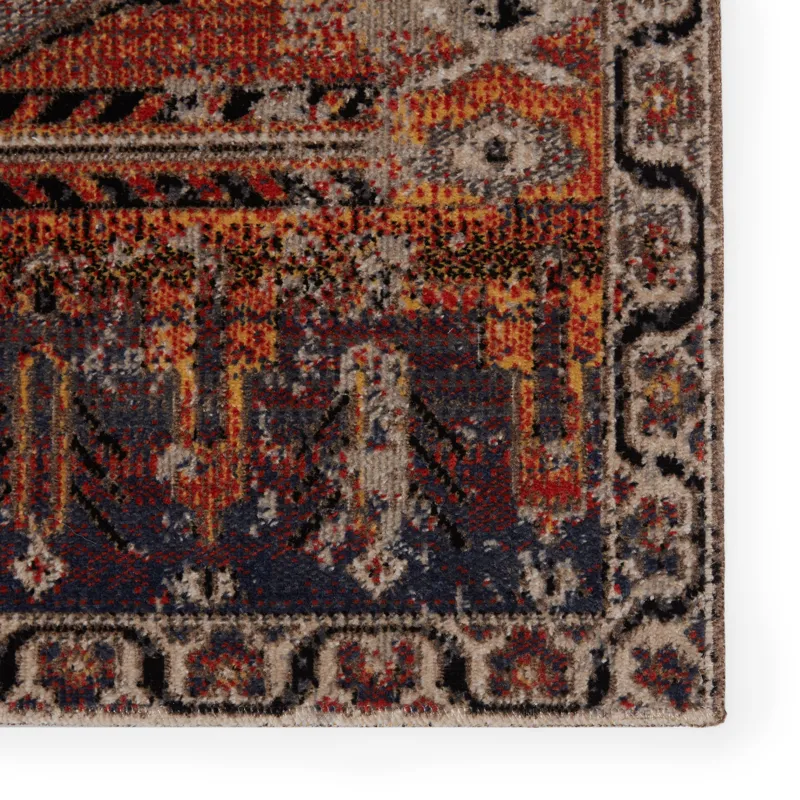 Polaris Cicero Indoor/ Outdoor Medallion Multicolor/ Orange Area Rug (7'6"X9'6")
