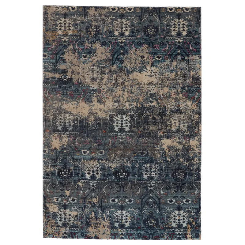 Polaris Genesee Indoor/ Outdoor Trellis Blue/ Beige Runner Rug (2'6"X8')