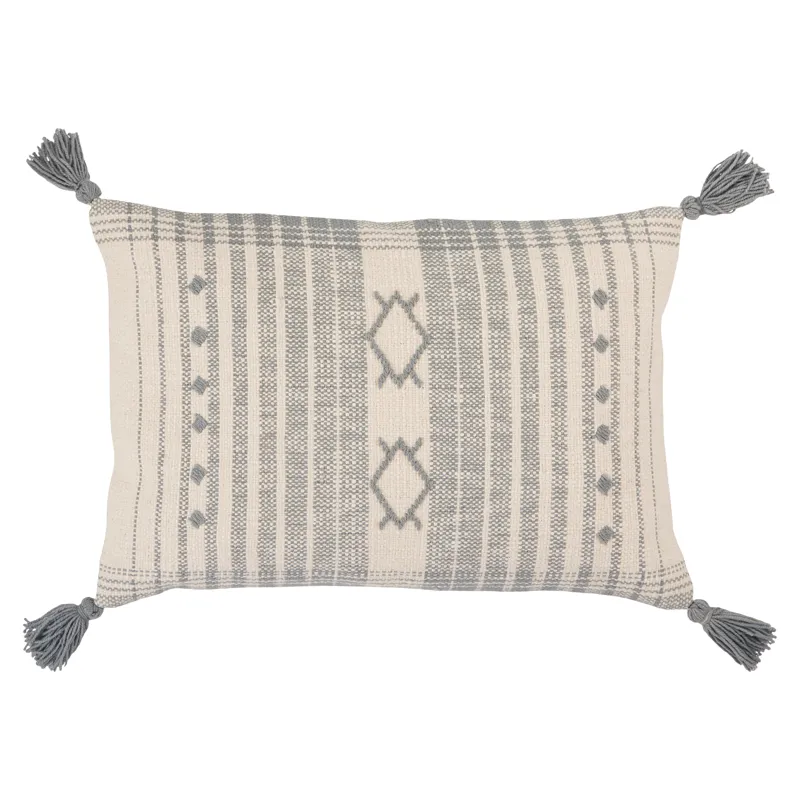 Parable Vibe by  Razili Slate/ Cream Tribal Polyester Lumbar Pillow 16X24