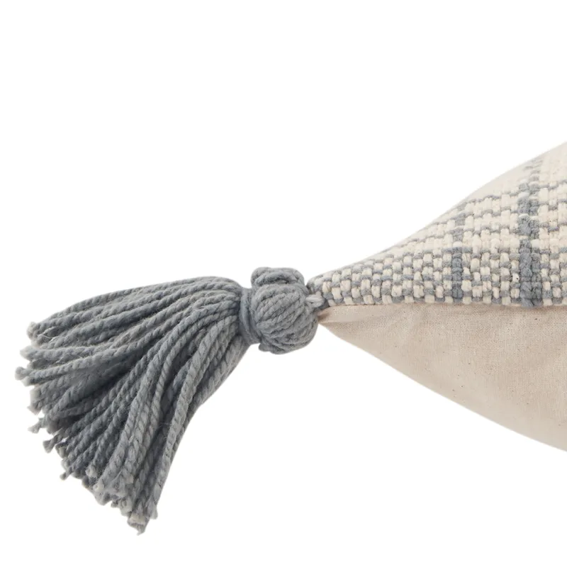 Parable Vibe by  Razili Slate/ Cream Tribal Polyester Lumbar Pillow 16X24