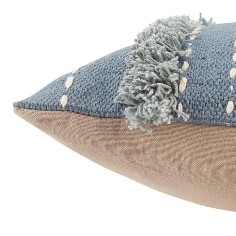 Parable Vibe by  Palmyra Blue/ White Tribal Down Throw Pillow 20 inch