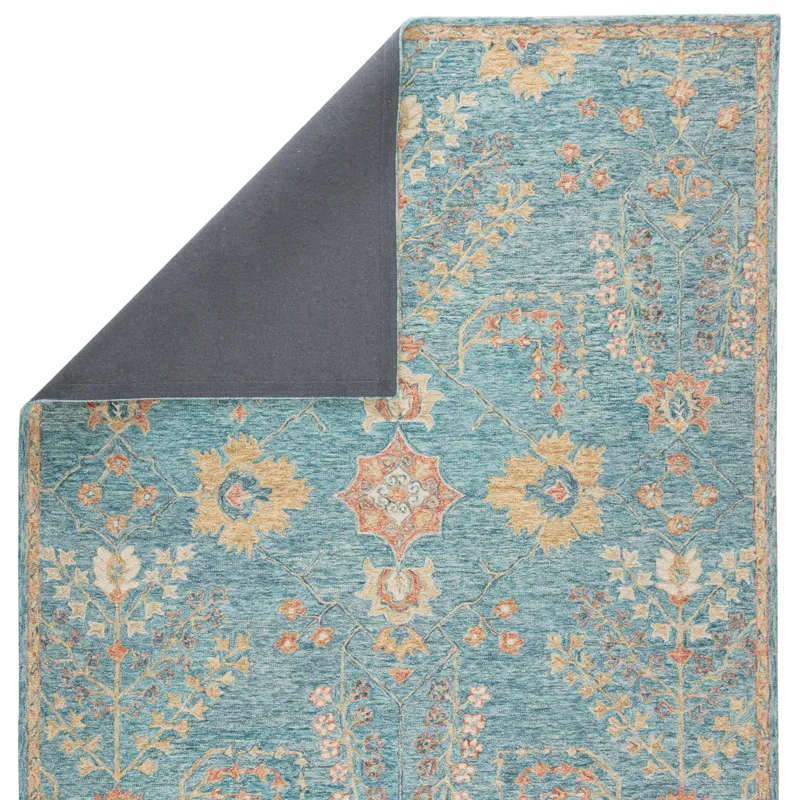 Province Juniper Handmade Oriental Teal/ Orange Area Rug (5'X8')