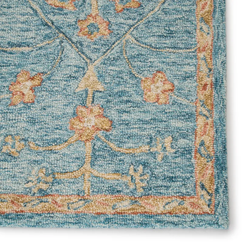 Province Juniper Handmade Oriental Teal/ Orange Area Rug (5'X8')