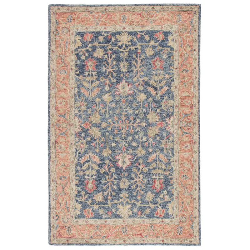 Province Presley Handmade Oriental Blue/ Red Area Rug (9'X12')