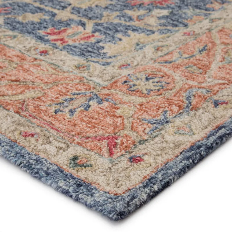 Province Presley Handmade Oriental Blue/ Red Area Rug (9'X12')
