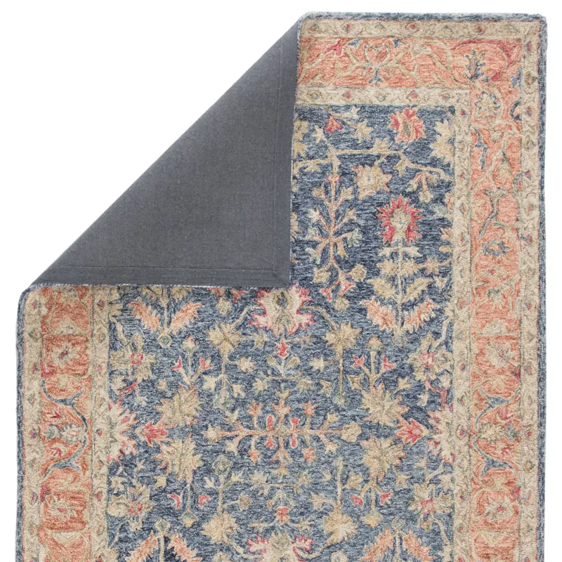 Province Presley Handmade Oriental Blue/ Red Area Rug (9'X12')