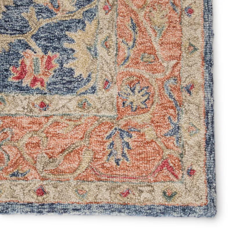 Province Presley Handmade Oriental Blue/ Red Area Rug (9'X12')