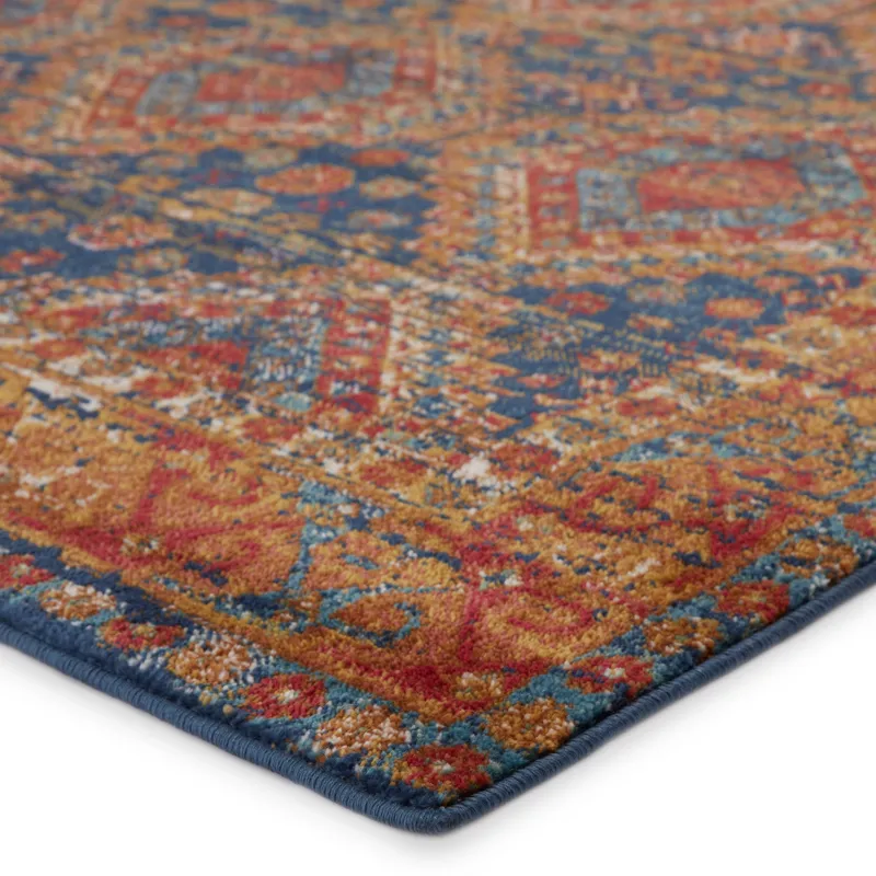 Prisma Vibe By  Quillen Medallion Blue/ Red Area Rug (5'X7'6")
