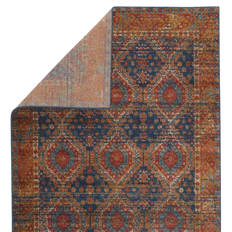 Prisma Vibe By  Quillen Medallion Blue/ Red Area Rug (5'X7'6")