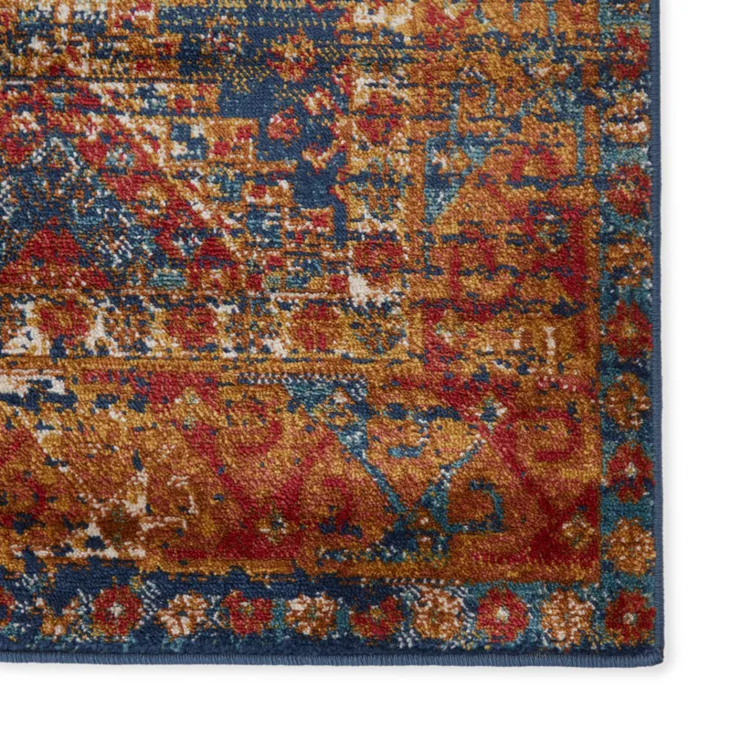 Prisma Vibe By  Quillen Medallion Blue/ Red Area Rug (5'X7'6")