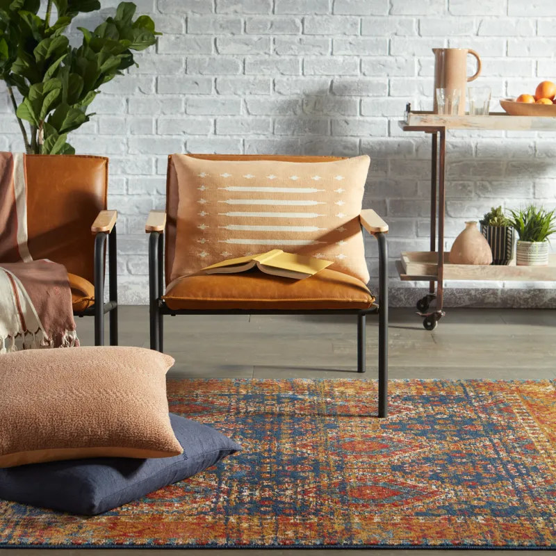 Prisma Vibe By  Quillen Medallion Blue/ Red Area Rug (5'X7'6")