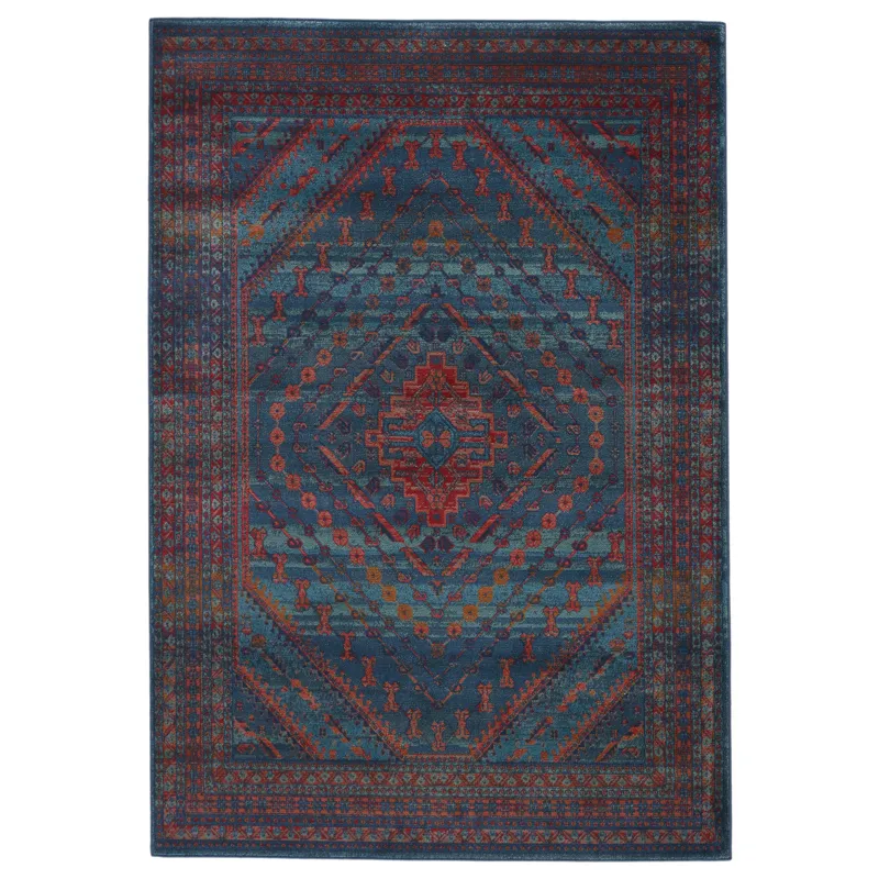 Prisma Vibe By  Selah Medallion Blue/ Red Area Rug (5'X7'6")