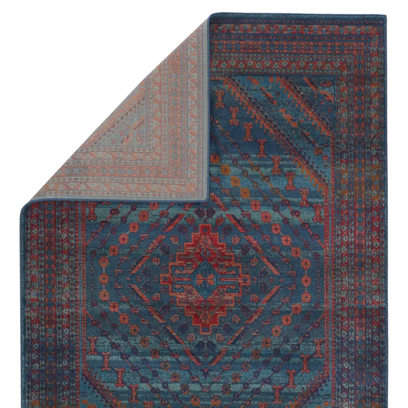 Prisma Vibe By  Selah Medallion Blue/ Red Area Rug (5'X7'6")