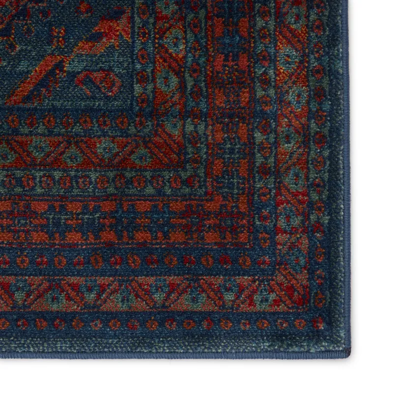 Prisma Vibe By  Selah Medallion Blue/ Red Area Rug (5'X7'6")