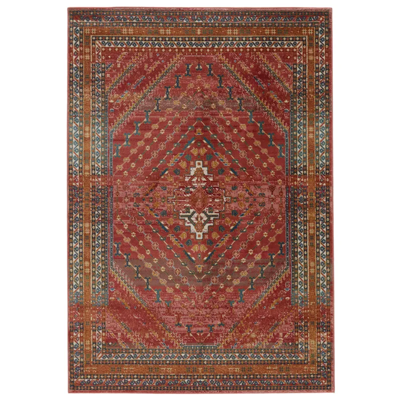 Prisma Vibe By  Selah Medallion Red/ Gold Area Rug (7'6"X9'6")