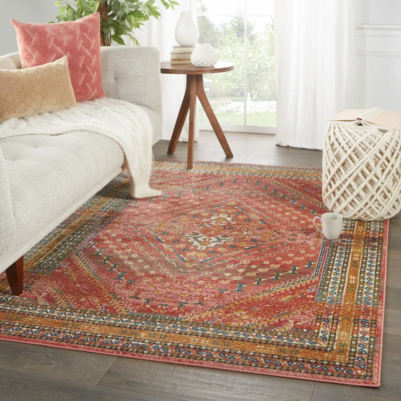 Prisma Vibe By  Selah Medallion Red/ Gold Area Rug (7'6"X9'6")