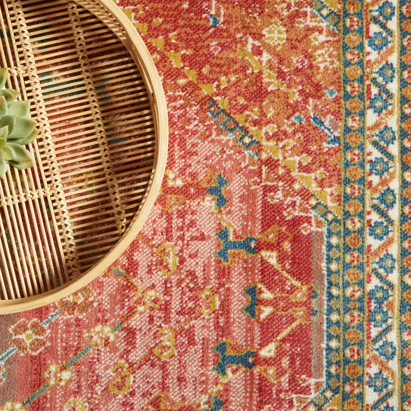 Prisma Vibe By  Selah Medallion Red/ Gold Area Rug (7'6"X9'6")