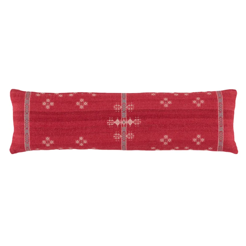 Puebla Katara Tribal Red/ Gray Down Lumbar Pillow