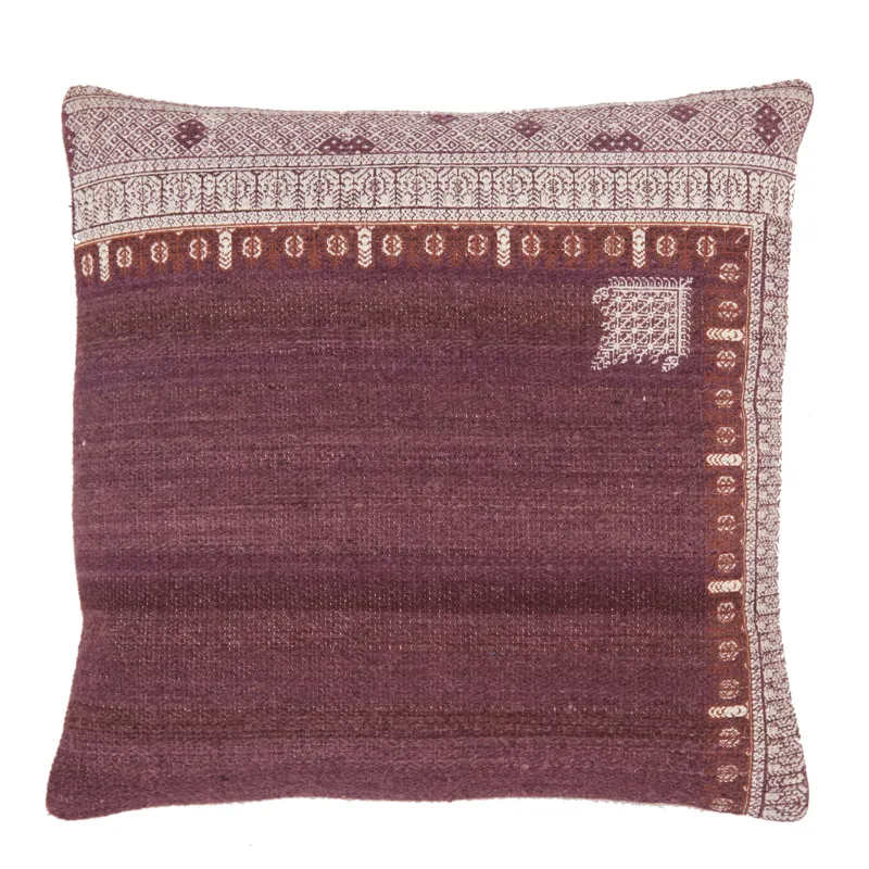 Puebla Rania Tribal Purple/ White Poly Throw Pillow 22 inch