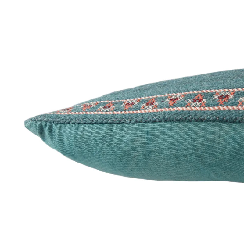 Puebla Zaida Tribal Teal/ Terracotta Poly Throw Pillow 24 inch