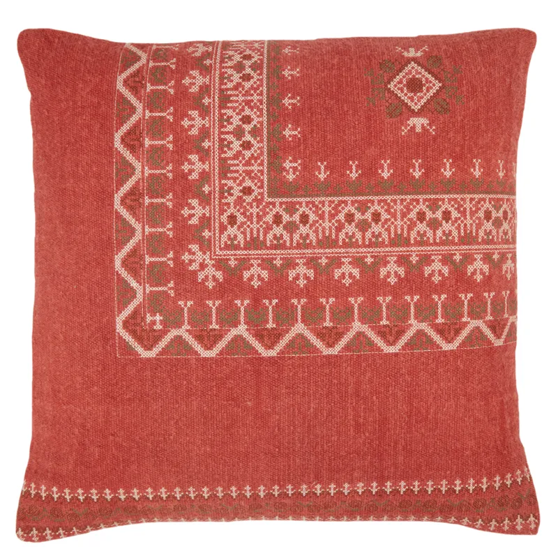 Puebla Abeni Tribal Red/ Brown Down Throw Pillow 24 inch
