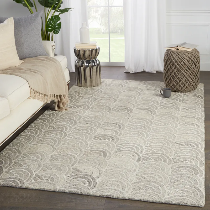 Pathways by Verde Home Verde Home by  Tokyo Handmade Geometric Gray/ Ivory Area Rug (8'X10')