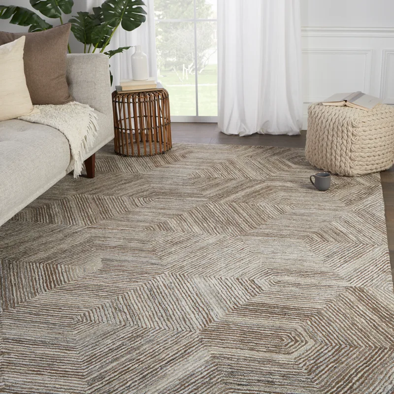Pathways by Verde Home Verde Home by  Rome Handmade Geometric Brown/ Light Gray Area Rug (8'X10')