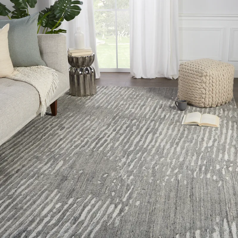 Pathways by Verde Home Verde Home by  Stockholm Handmade Striped Light Gray/ Ivory Area Rug (5'X8')