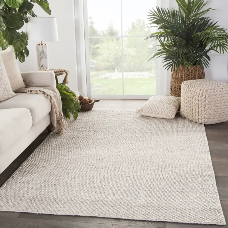 Rebecca Limon Indoor/ Outdoor Solid Ivory/ Gray Area Rug (9'X12')