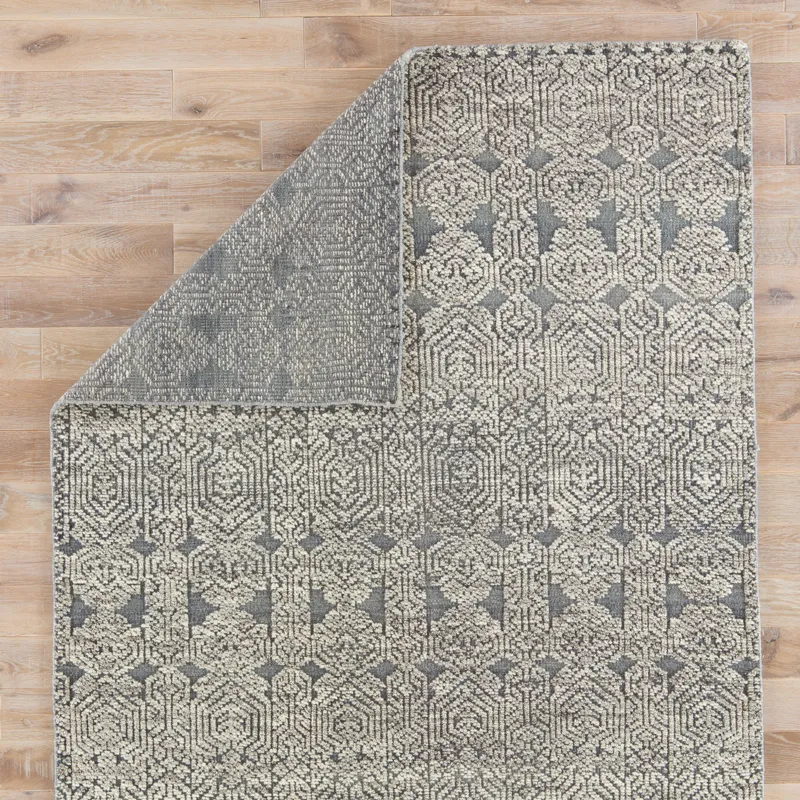 Reign Abelle Hand-Knotted Medallion Gray/ White Area Rug (2'X3')