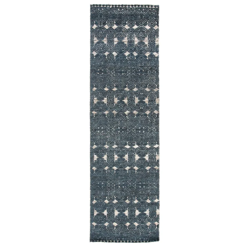 Reign Abelle Hand-Knotted Medallion Teal/ White Runner Rug (3'X10')