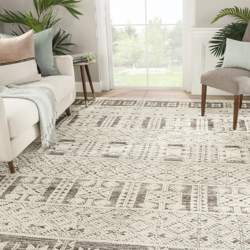 Reign Origins Hand-Knotted Tribal Ivory/ Gray Area Rug (5'X8')