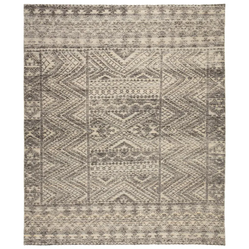 Reign Prentice Hand-Knotted Geometric Dark Gray/ Taupe Area Rug (5'X8')
