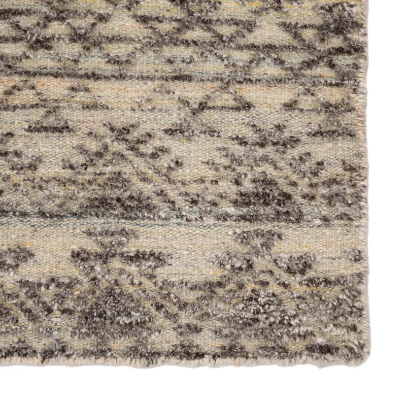 Reign Prentice Hand-Knotted Geometric Dark Gray/ Taupe Area Rug (5'X8')