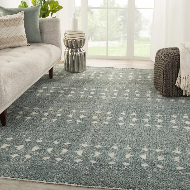 Reign Abelle Hand-Knotted Medallion Teal/ Light Gray Area Rug (9'X13')